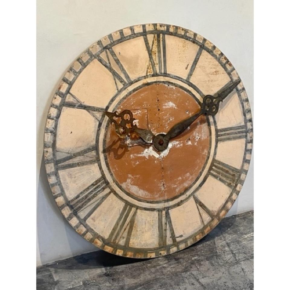 French Antique Clock Face, Terra Cotta For Sale