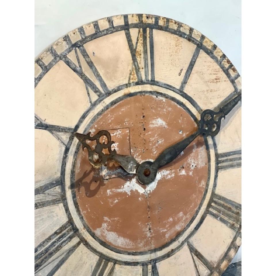 Painted Antique Clock Face, Terra Cotta For Sale