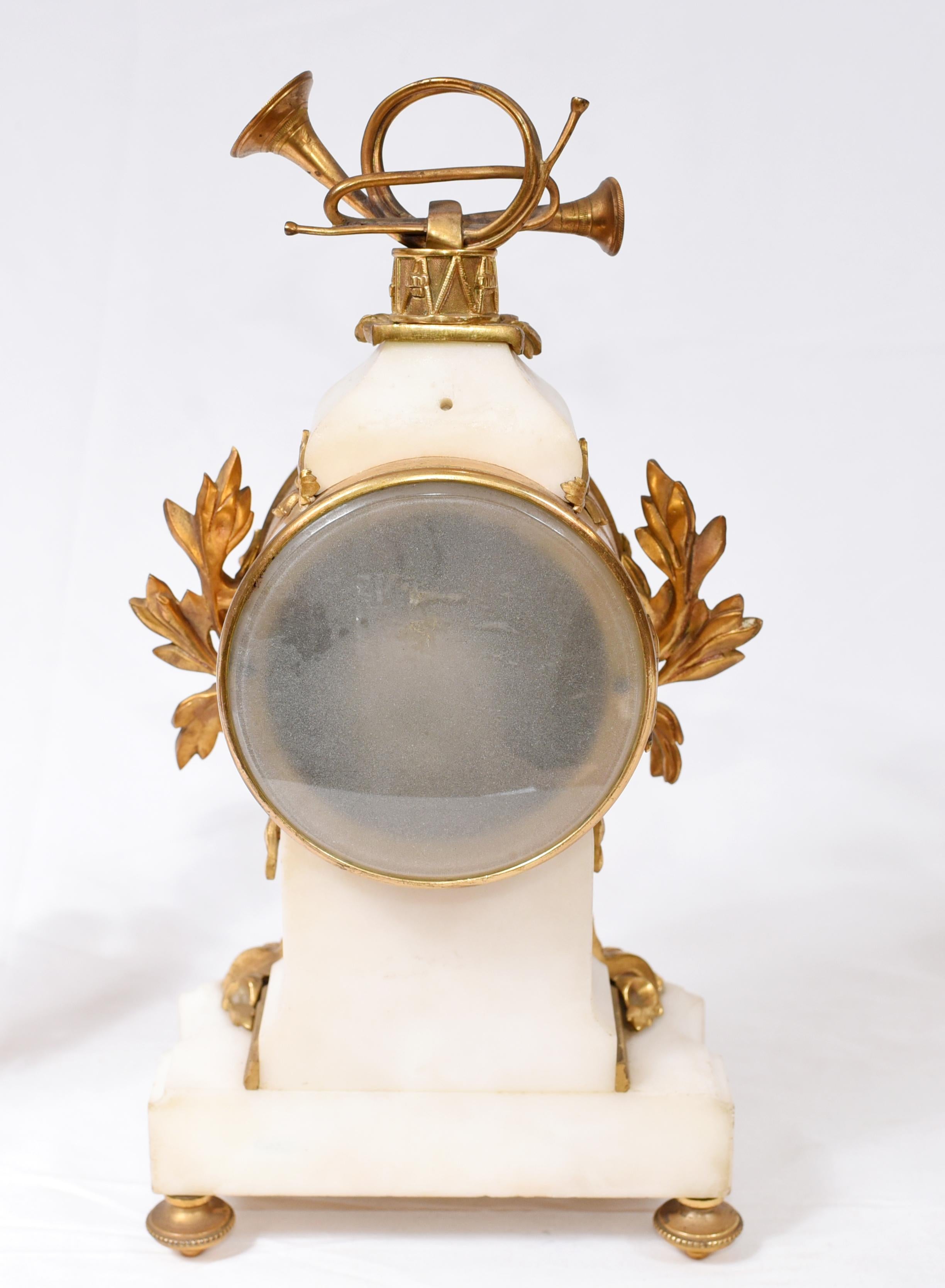 Antique Clock Set French Garniture Gilt and Marble Cherubs 7