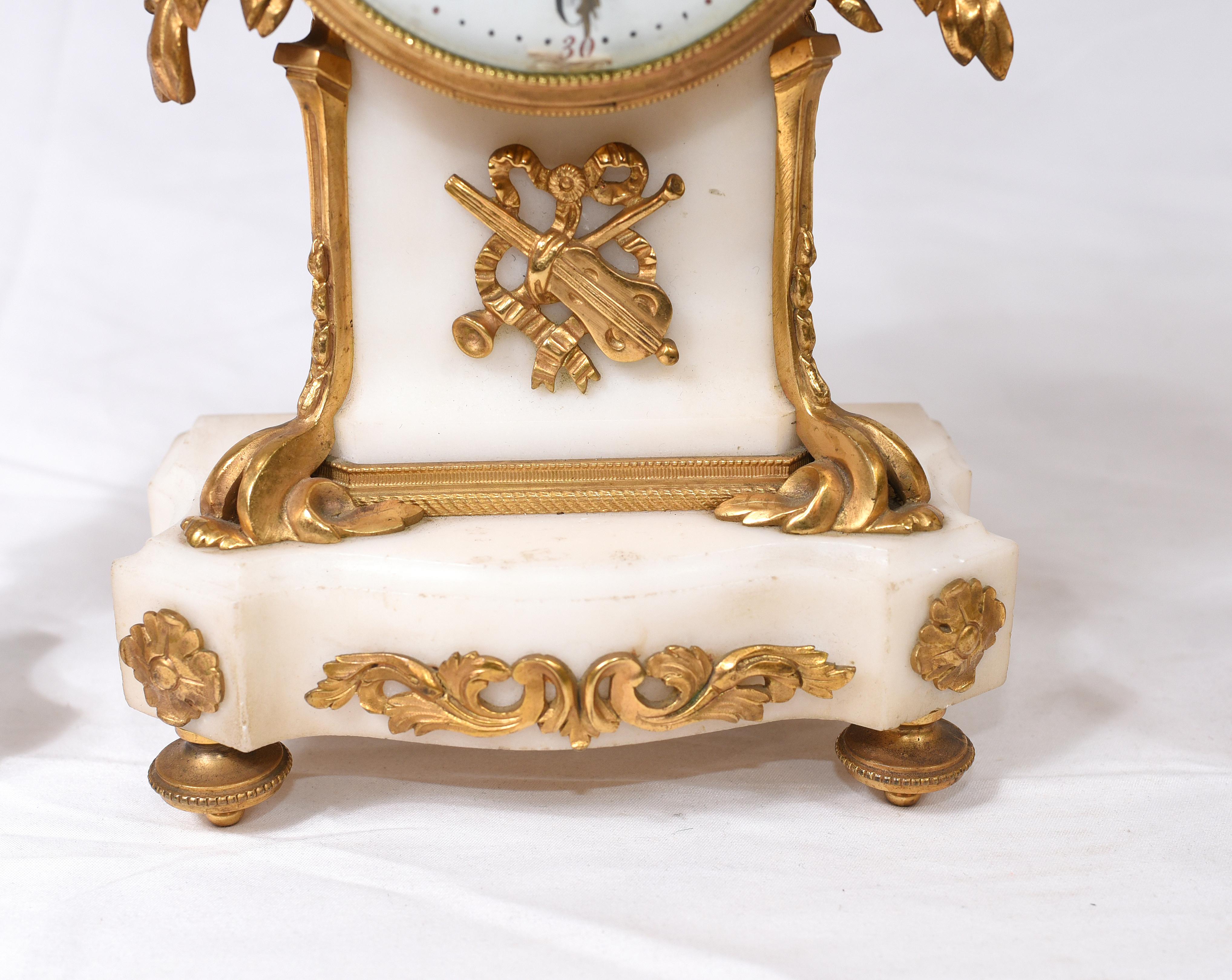 Antique Clock Set French Garniture Gilt and Marble Cherubs 1