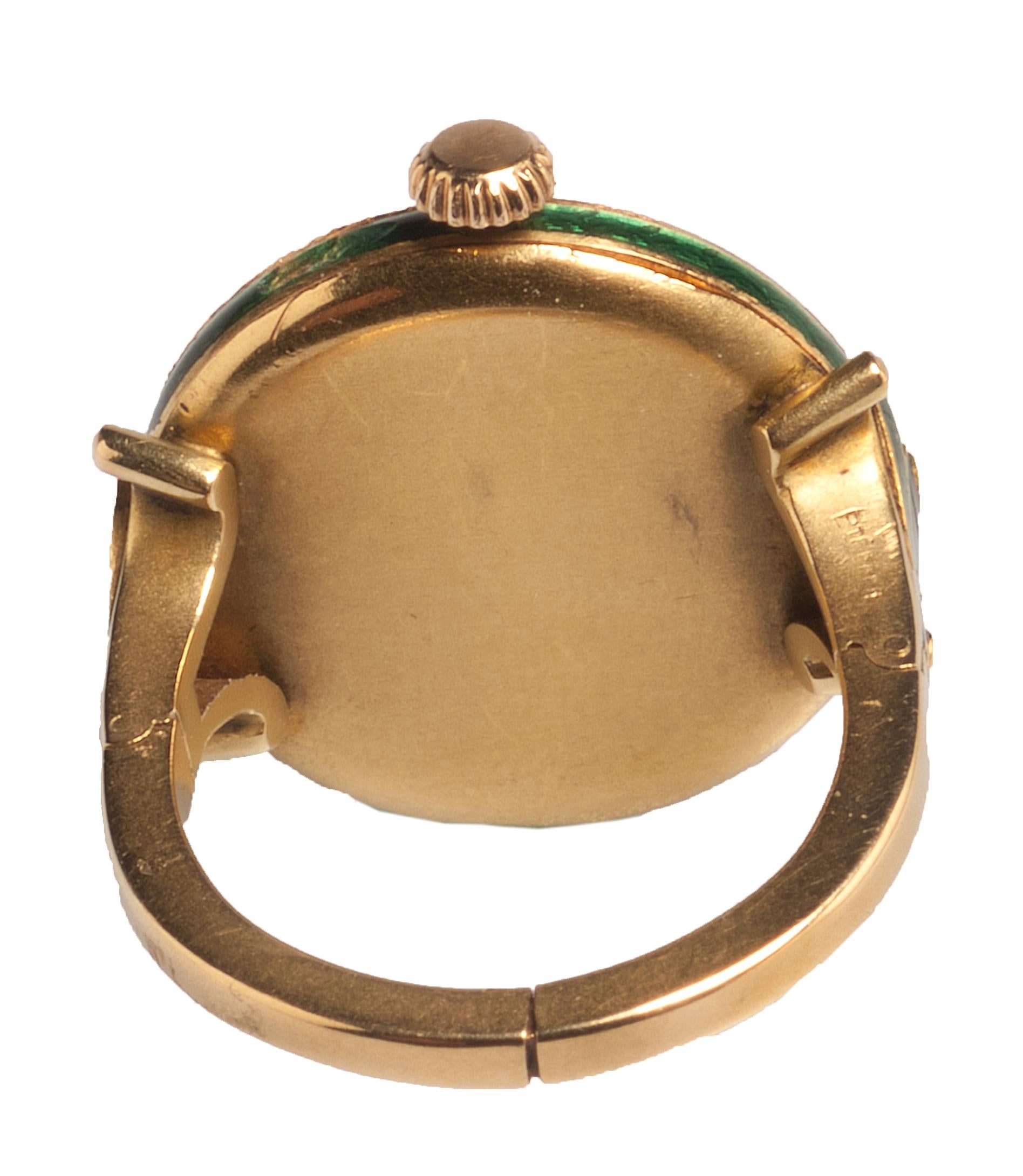 Art Nouveau Antique Clock Watch Ring by Brédillard For Sale