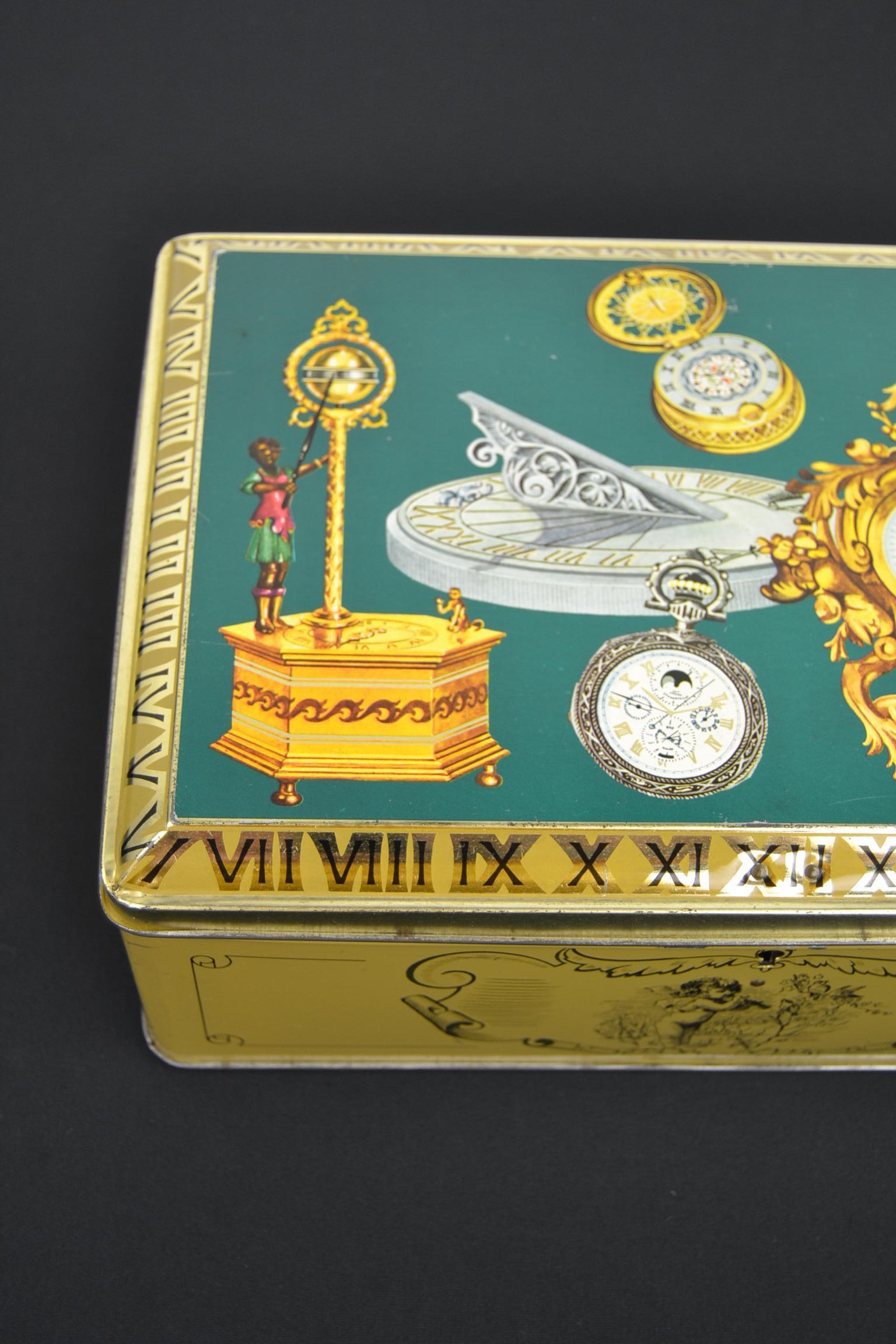 Antike Uhren und Uhren, Zeitmesser in Zinnschachtel (Moderne der Mitte des Jahrhunderts) im Angebot