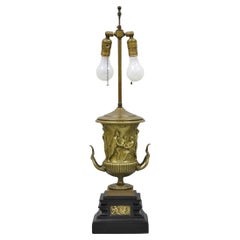Antique Clodion French Neoclassical Figural Bronze Trophy Cup Urn Table Lamp