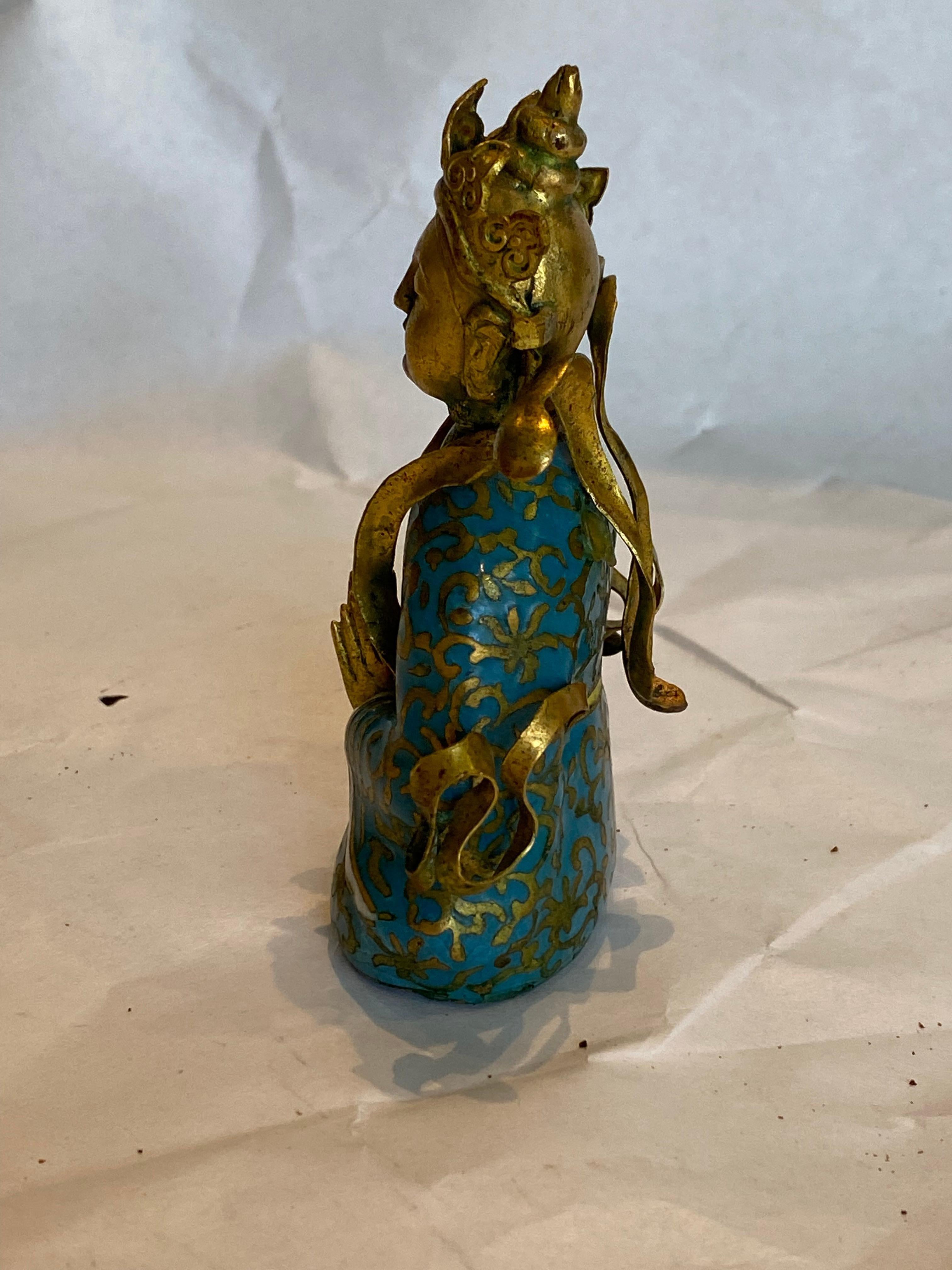 Antique Cloisonne' and Gold Baby Buddha In Good Condition For Sale In Sarasota, FL