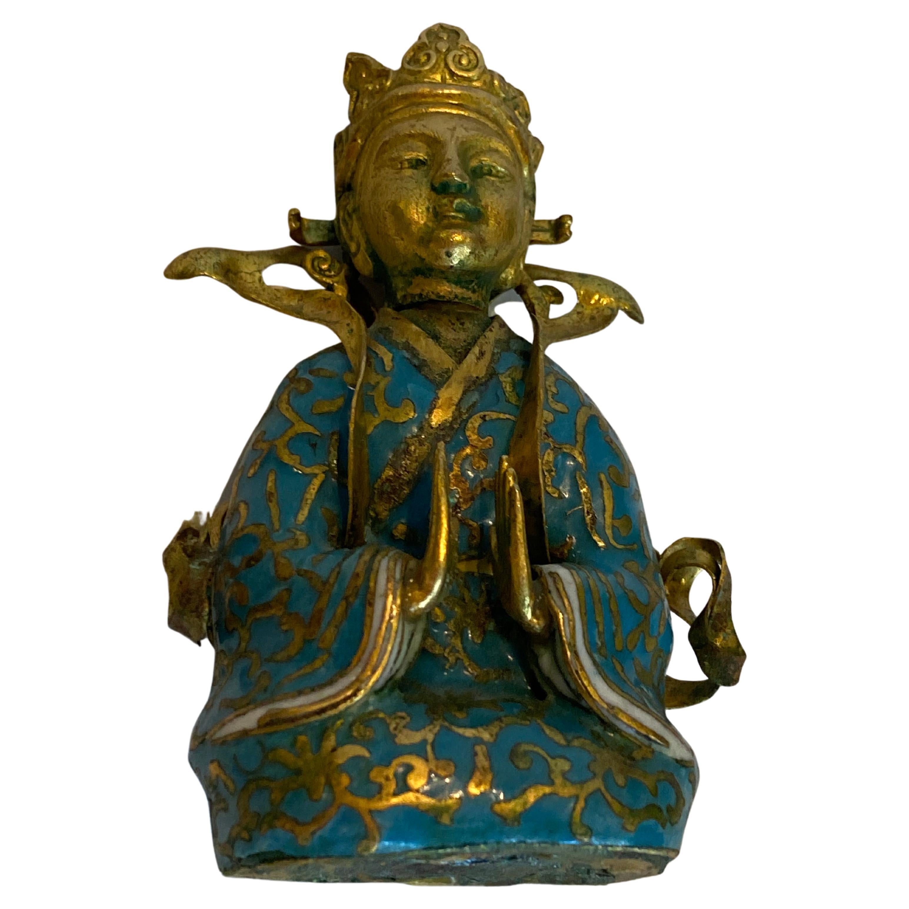 Antique Cloisonne' and Gold Baby Buddha For Sale