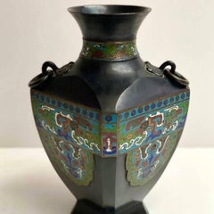 Antique Cloisonne Bronze Vase, Japan, 19th Century, Rare Antique Vase