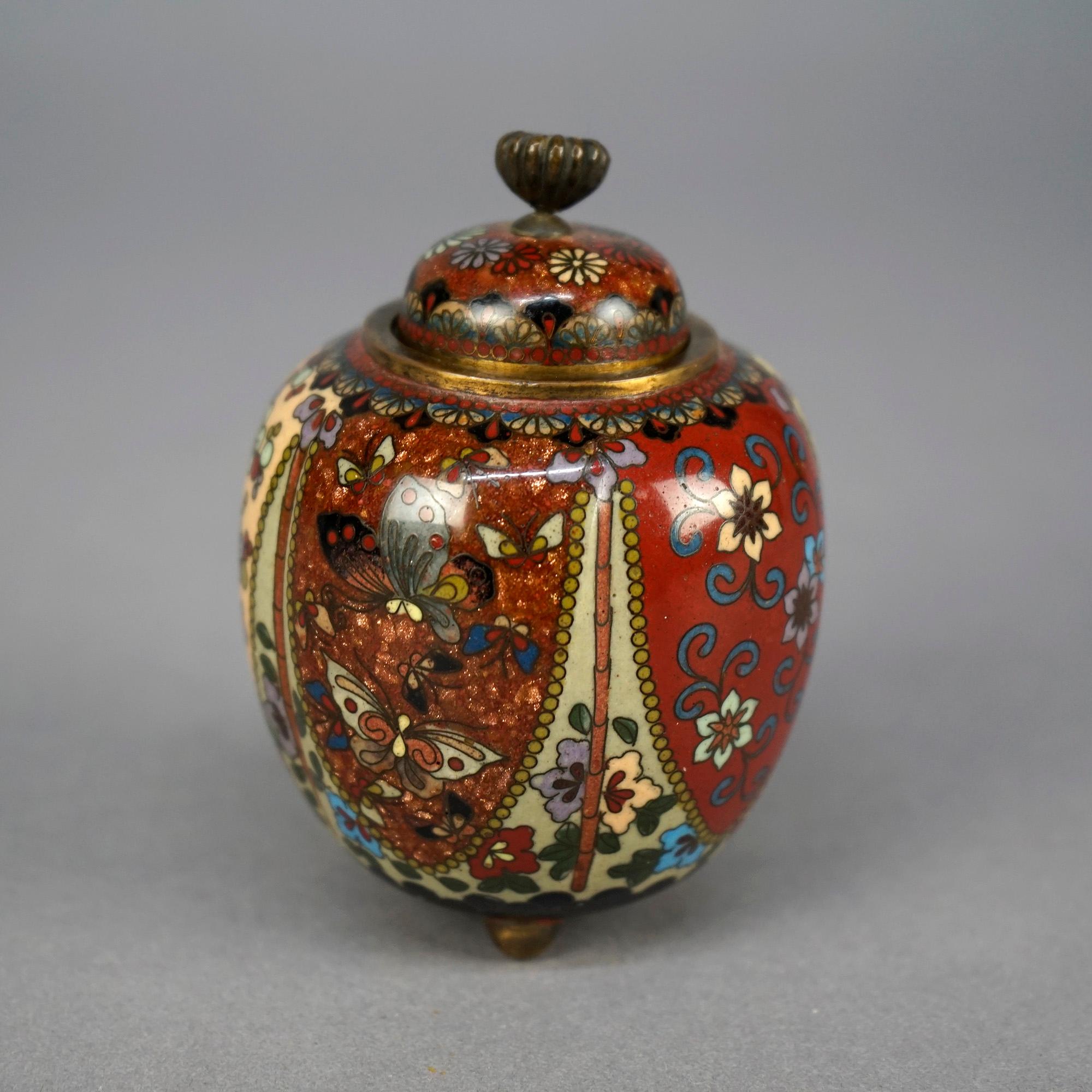 Chinese Antique Cloisonne Covered Cabinet Size Enameled Scent Jar Circa 1930