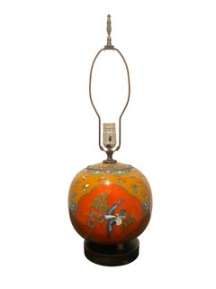 Antique Cloisonné enamel footed ginger jar table lamp