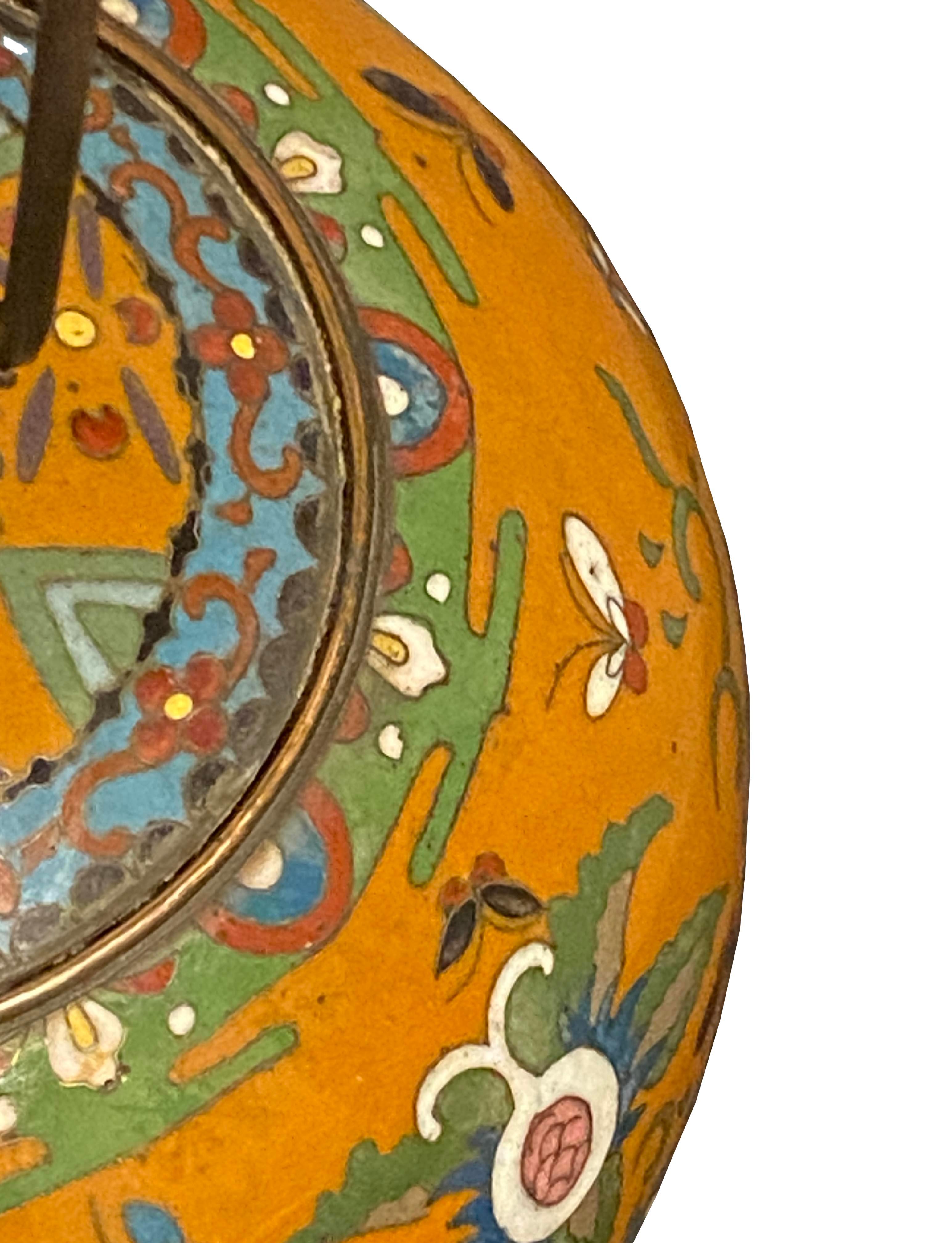 Antique Cloisonne Enamel Footed Ginger Jar Table Lamp For Sale 1