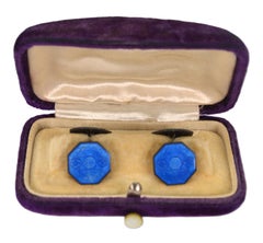 Antique Cloisonné Enamel Sterling Silver Cuff Links