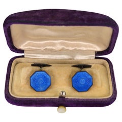 Used Cloisonné Enamel Sterling Silver Cuff Links