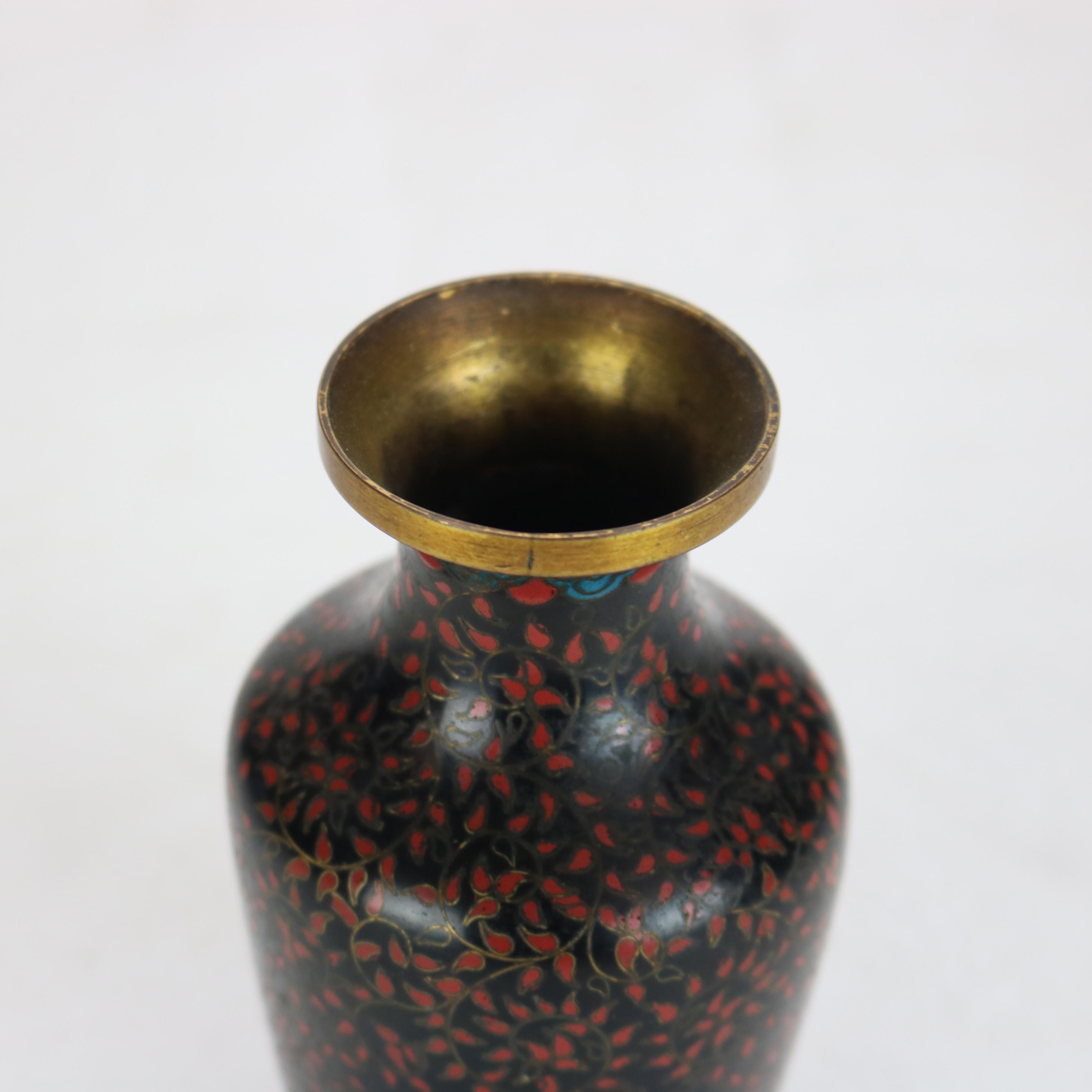 Metal Antique Cloisonne Enameled Cabinet Vase Early 20thC For Sale
