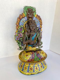 Antique Cloisonne Sitting Quan Yin