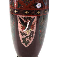 Antique Cloisonne Vase with Bird & Floral Decoration C1920