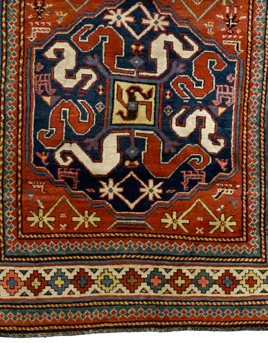 Caucasian Antique Cloudband Kazak Rug 4’2