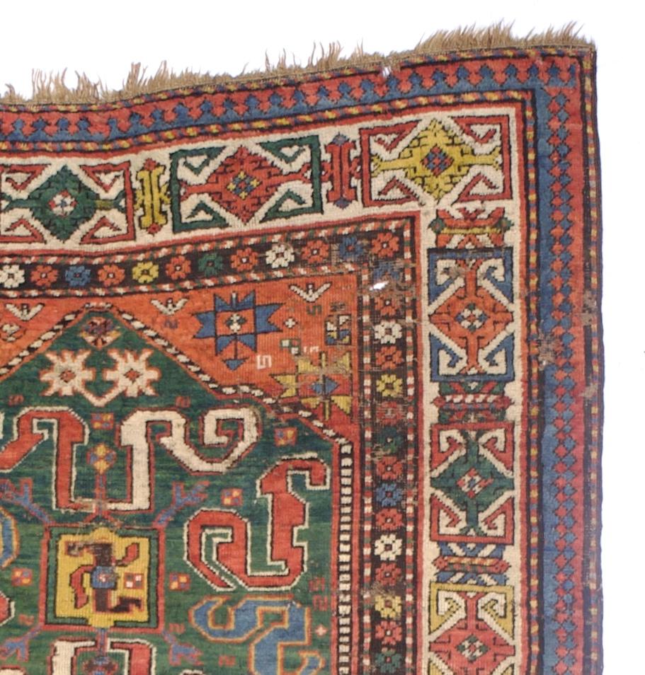 Caucasien Tapis Kazak à bande nuageuse antique 4'3