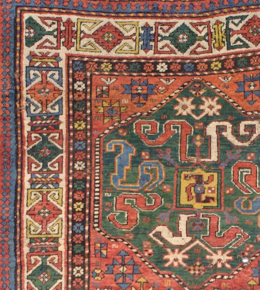 XIXe siècle Tapis Kazak à bande nuageuse antique 4'3