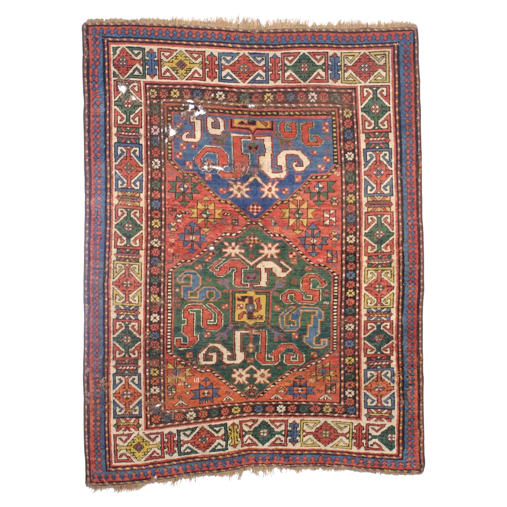 Antique Cloudband Kazak Rug 4’3" x 5’7”