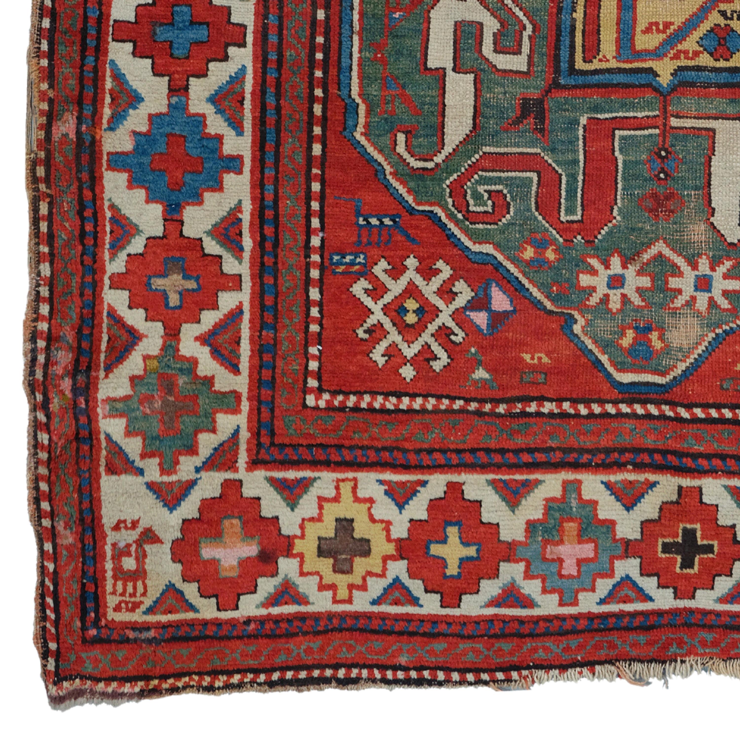 Antique Cloudband Rug
19th Century Cloudband Rug
Size: 135x212 cm  4,42x6,95 Ft

This 19th-century Caucasian Cloudband rug offers a perfect combination of history and art. This carefully hand-woven work dazzles with its complex patterns and vibrant