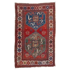 Tapis à bandes nuageuses ancien - Tapis à bandes nuageuses du 19e siècle, Tapis ancien