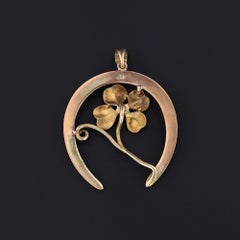 Antique Clover and Horseshoe Conversion Pendant of 10k Gold