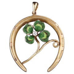 Antique Clover and Horseshoe Conversion Pendant of 10k Gold
