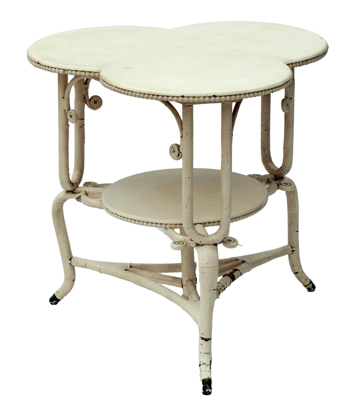 American Antique Clover Leaf Table with Beaded Edge For Sale