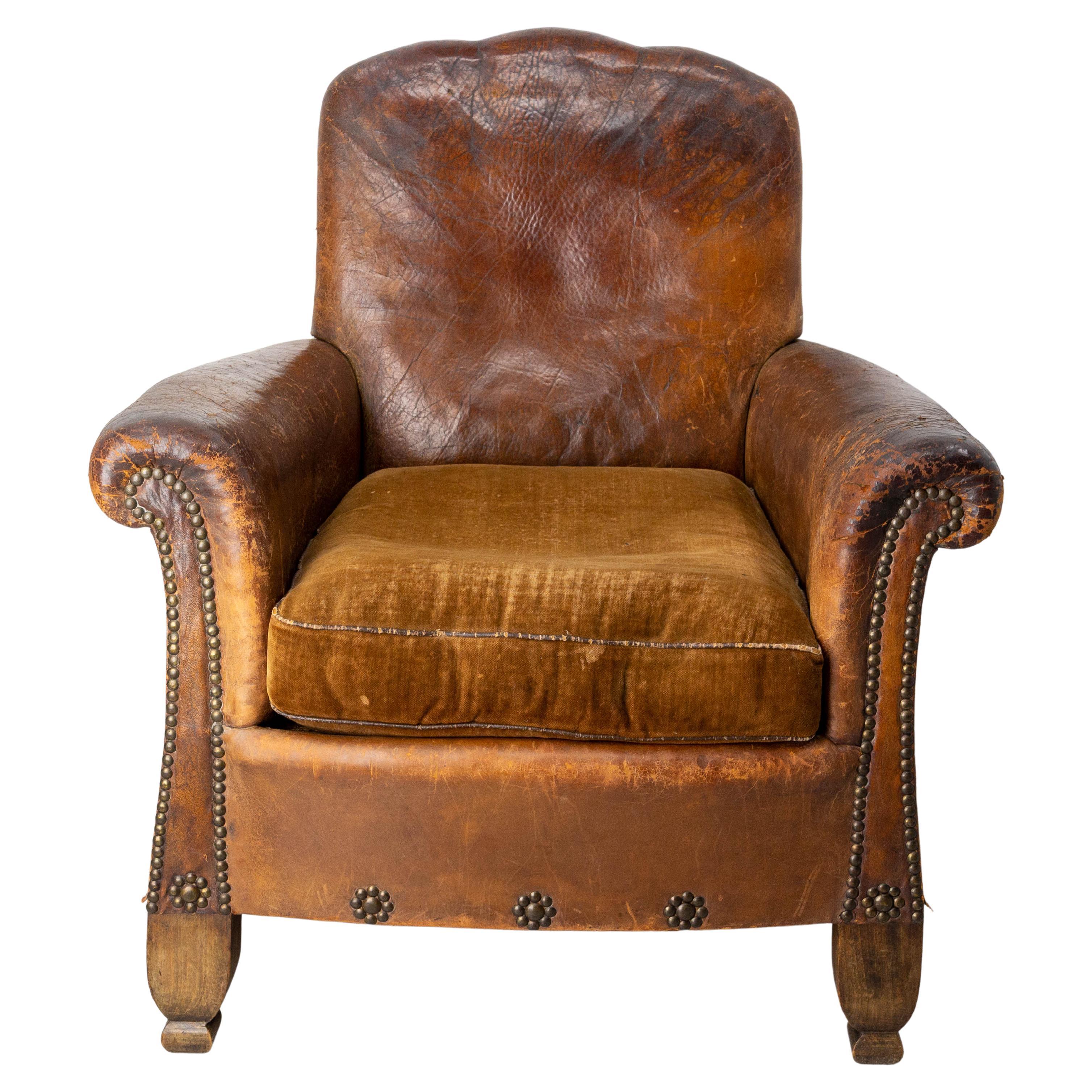 Art Deco Leather Club Chair at 1stDibs