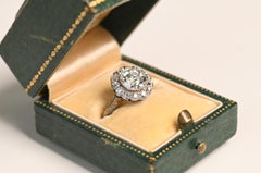 Antique Cluster Engagement Ring. 1.50ct Old Euro Cut Diamond Platinum Ring I VS2