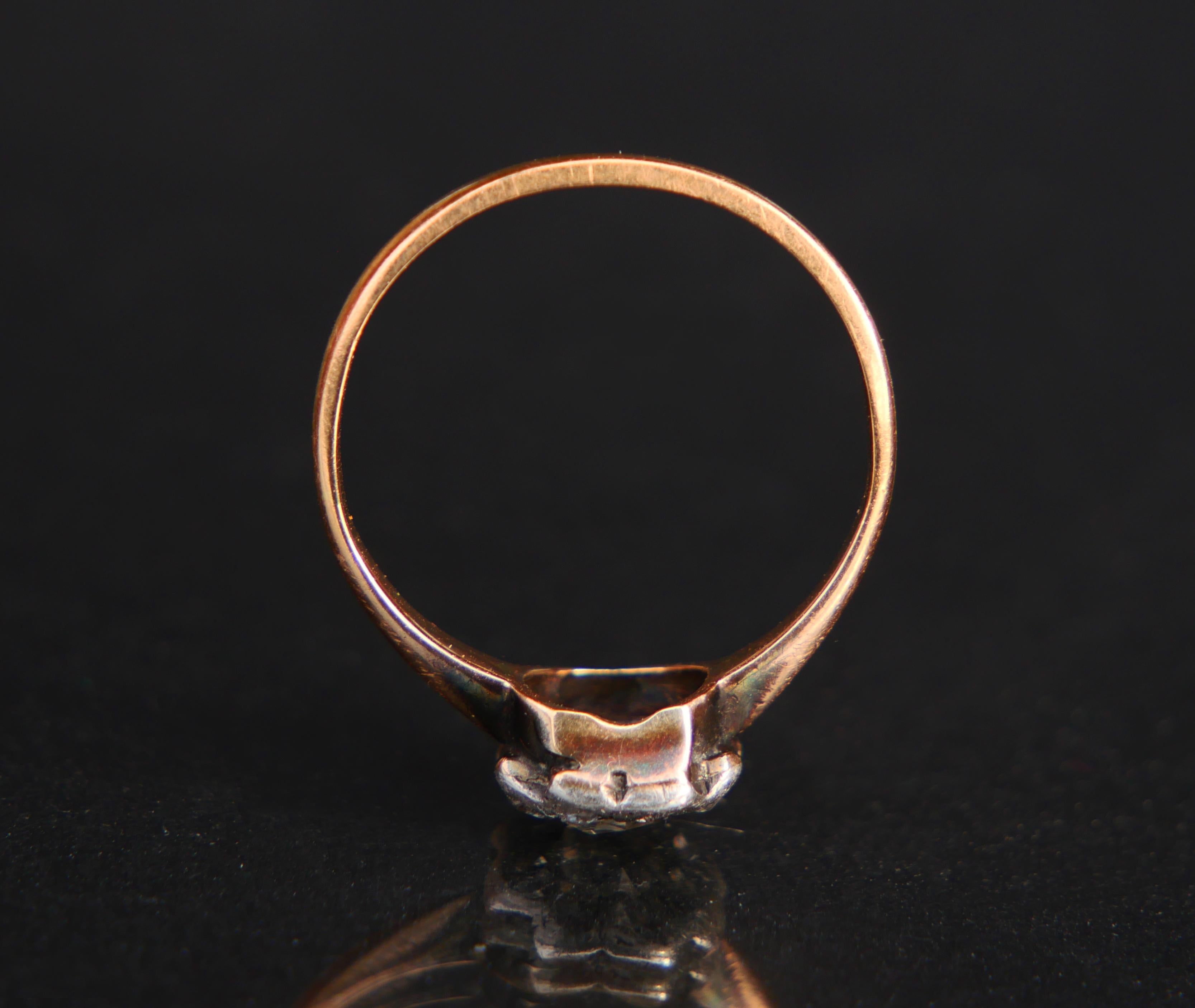 Antiker Cluster Ring 0.5ctw Diamanten 18K Gelbgold Silber Ø US6 /2.2 gr (Rosenschliff) im Angebot