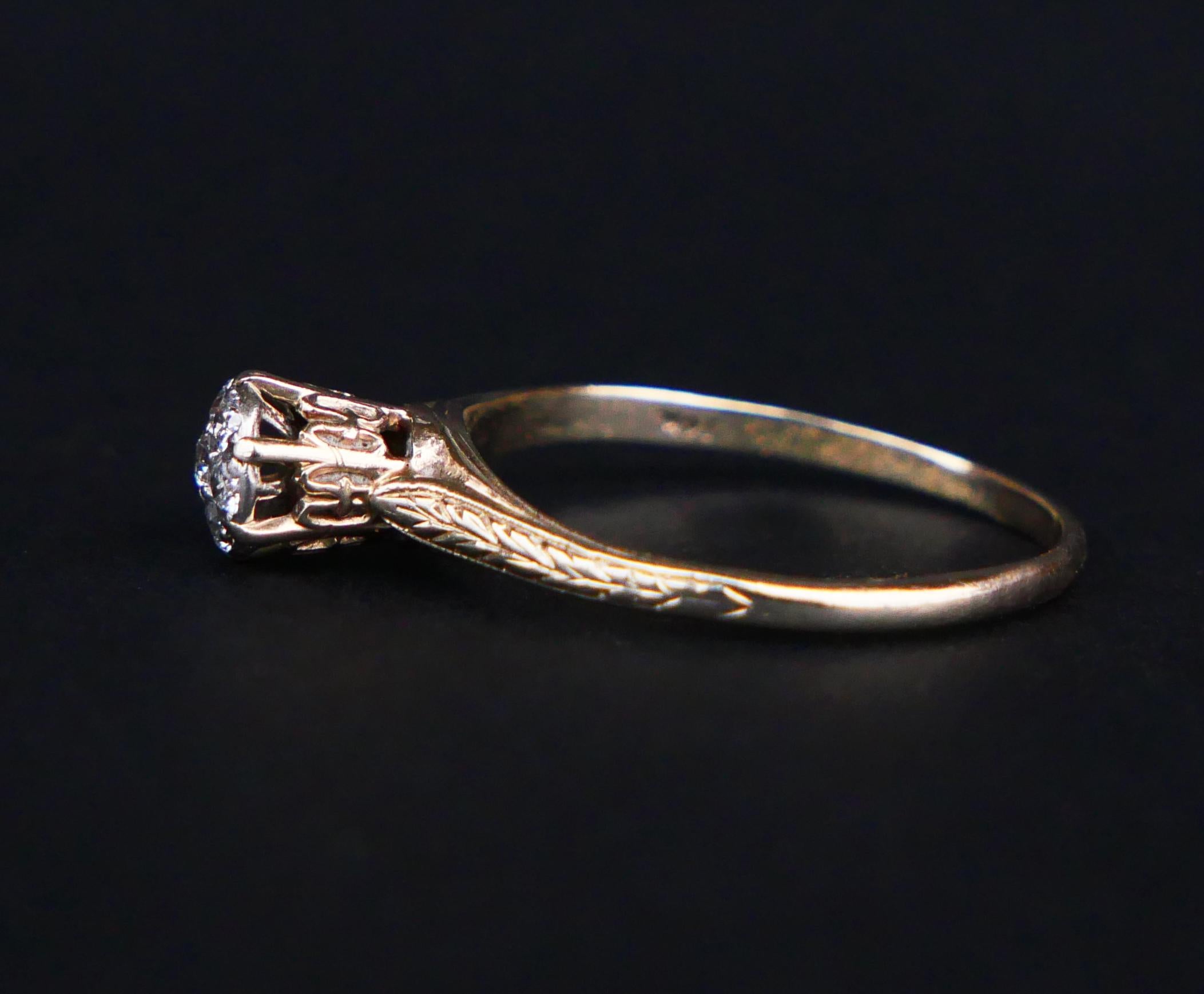 Antike Cluster Ring Diamanten massiv 14K Gold Platin Ø US7.75 /2gr (Alteuropäischer Schliff) im Angebot