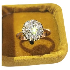 Bague de diamant russe ancienne, taillée à l'ancienne, en forme de grappe