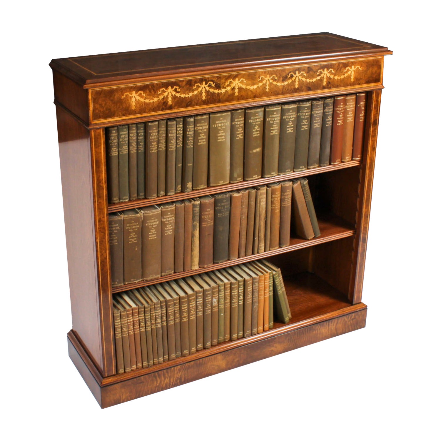 Antique Clydesdale Stud book collection and walnut open bookcase 20th Century For Sale