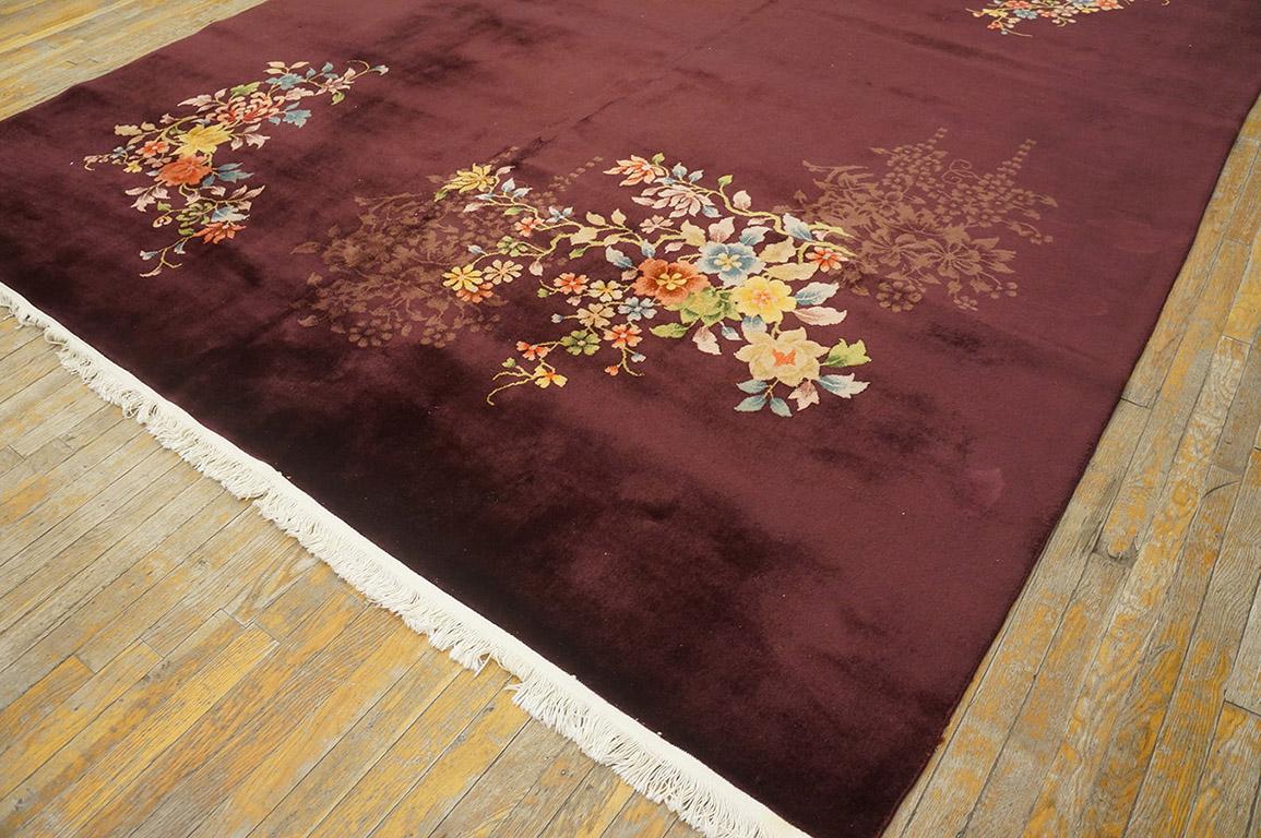 Tapis Art déco chinois ancien de 8' 8