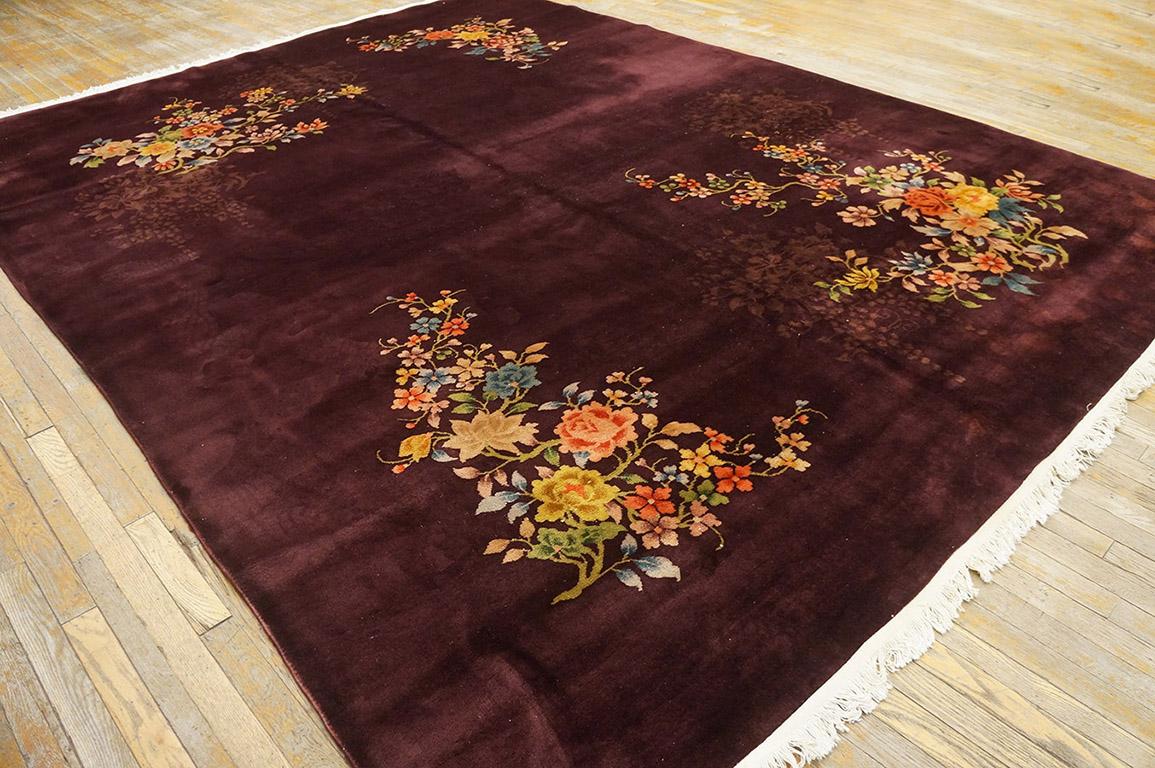 Chinois Tapis Art déco chinois ancien de 8' 8