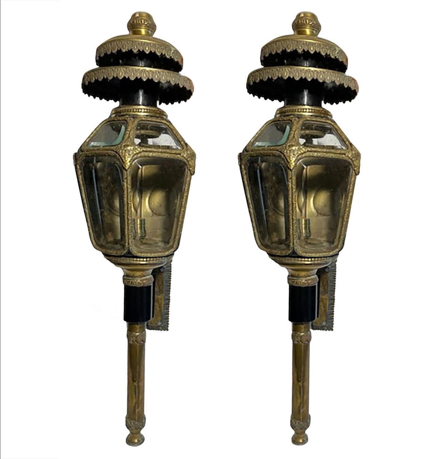 Brass Antique Coach Lamps For Sale