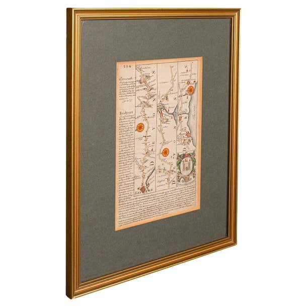 Antique Coach Road Map, East Devon, English, Framed, Cartography ...