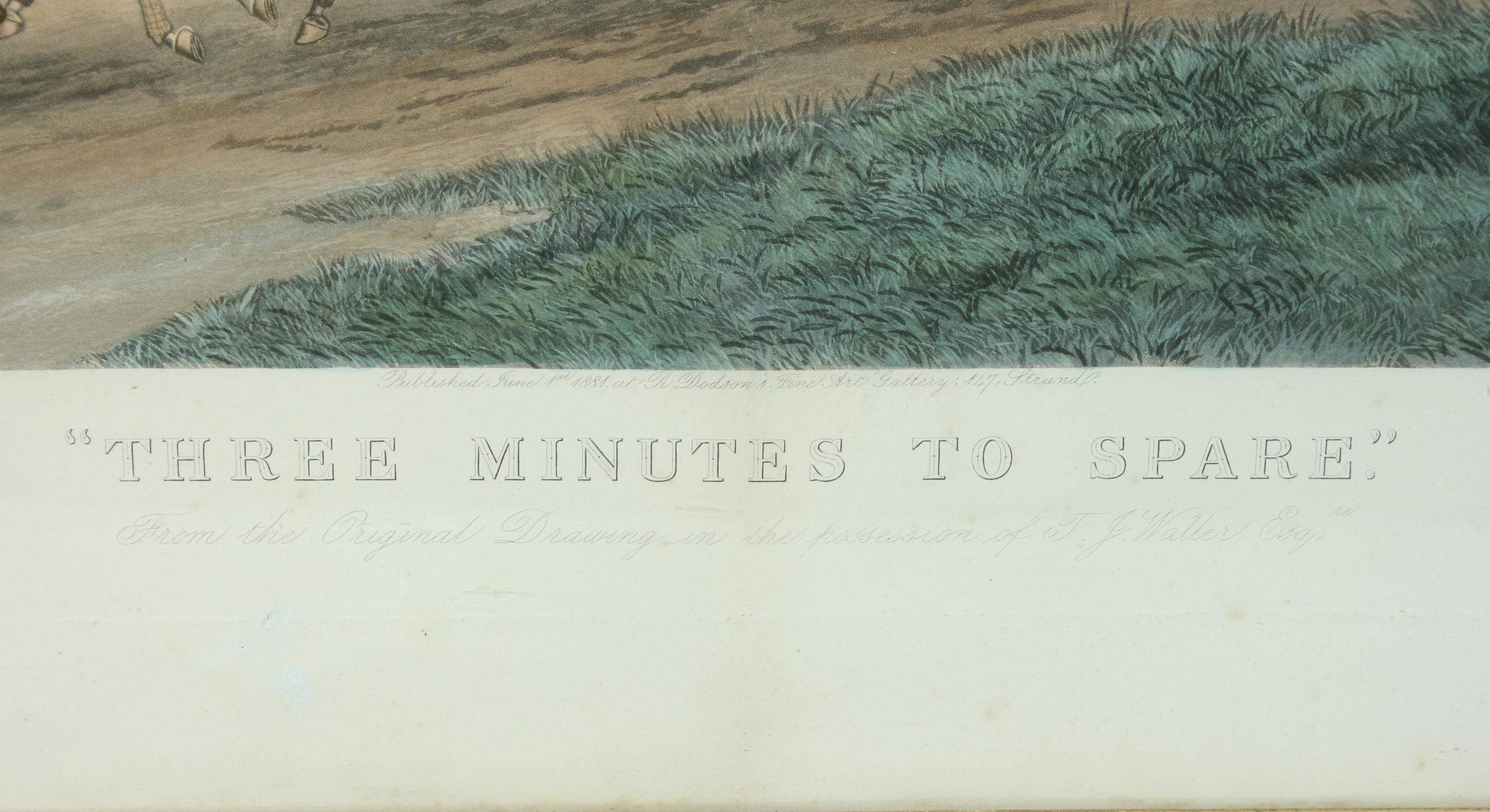 English Antique Coaching Print 'Three Minutes to Spare'
