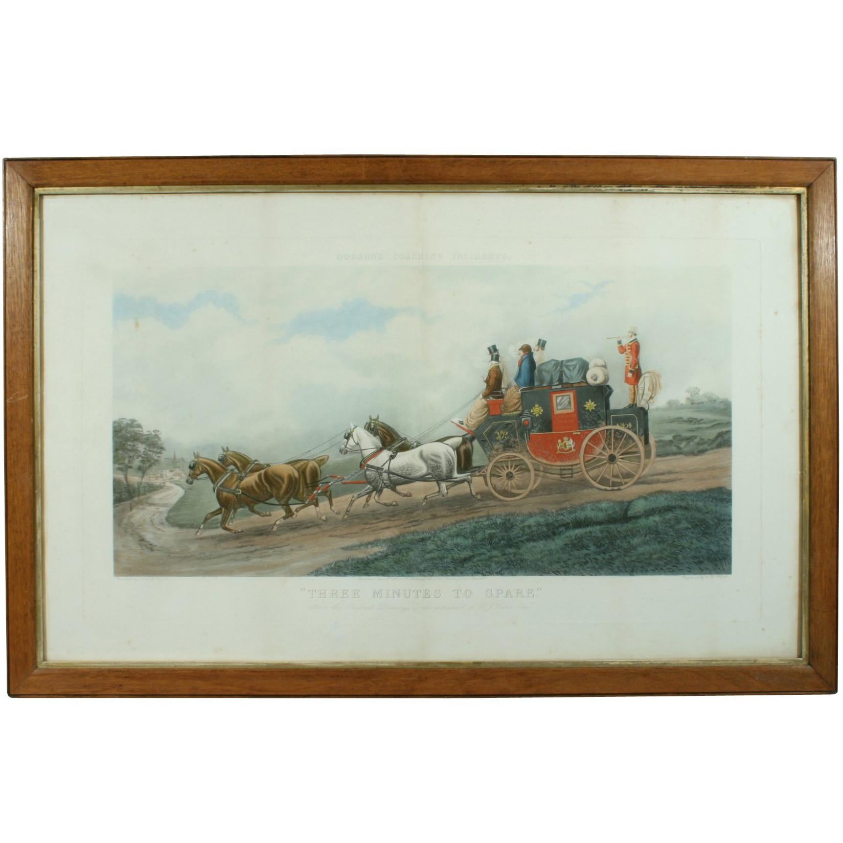 Antique Coaching Print 'Three Minutes to Spare'