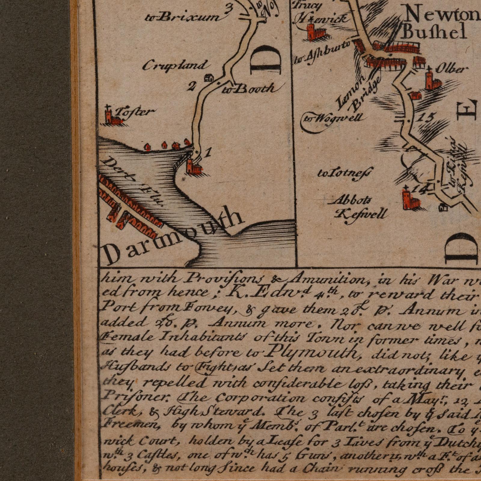 Antike Coaching- Road Map, South Devon, Englisch, gerahmt, Cartography, georgianisch im Angebot 1