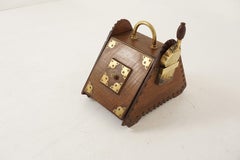 Antique Coal Box, Oak and Brass, Shovel and Metal Liner, Scotland 1890, H137