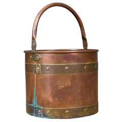 Antique Coal Bucket English Victorian Fireside, Log, Scuttle, circa 1890