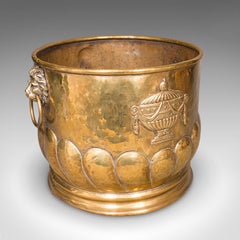 Antique Coal Bucket, French Brass, Fireside Fuel Basket, Petrus Ramus, Victorian