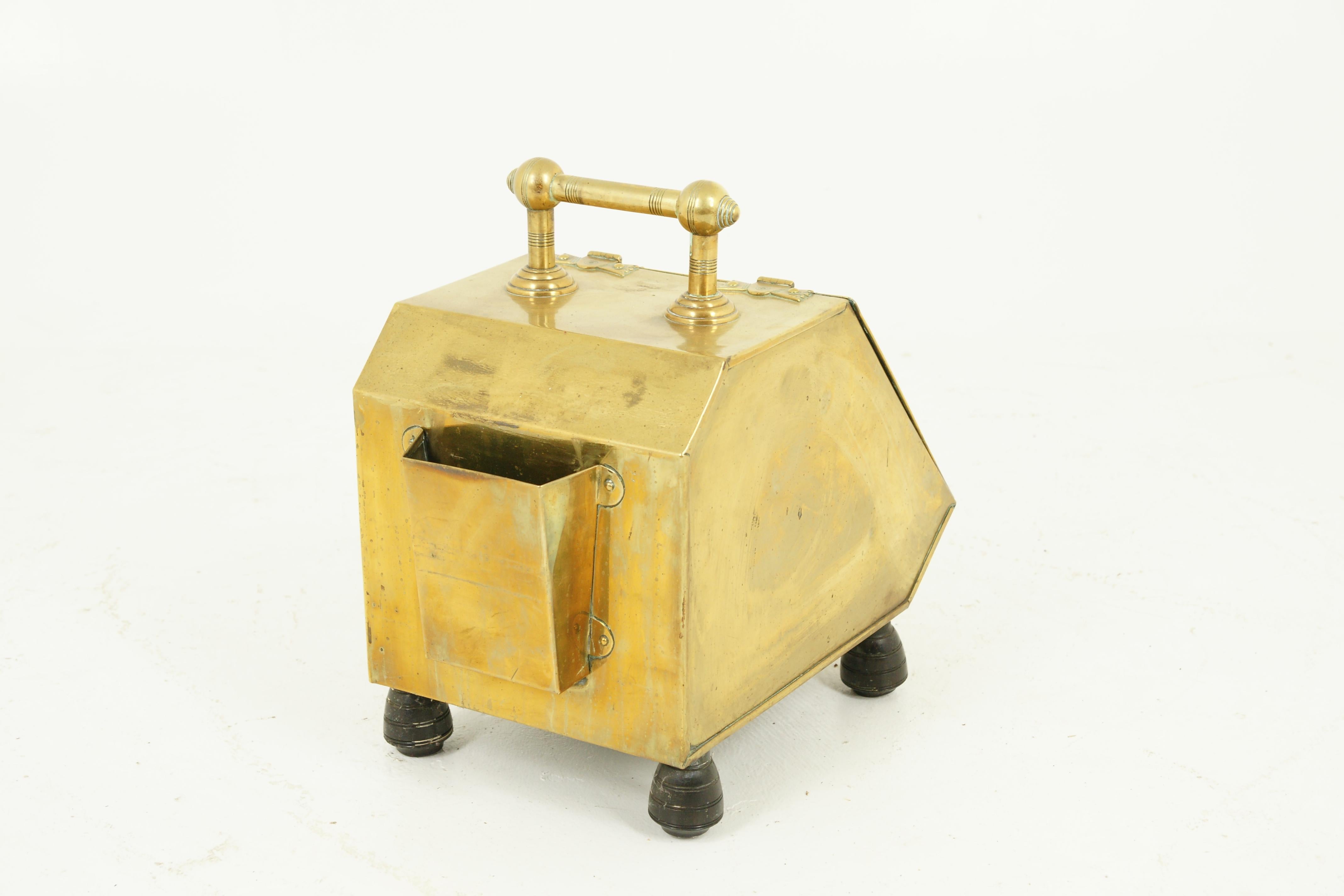Late 19th Century Antique Coal Hod, Coal Box, Brass Coal Box, Scotland 1880, H048