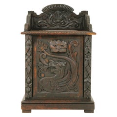 Antique Coal Hod, Coal Box, Carved Oak, "Green Man" Motif, Scotland 1880, B1699