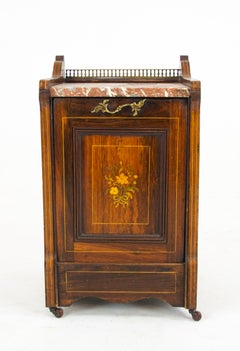 Antique Coal Hod, Walnut Coal Box, Coal Scuttle, Marble, Scotland 1880, B1262