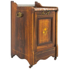 Antique Coal Hod, Walnut Coal Box, Coal Scuttle, Marble, Scotland 1880, B1262