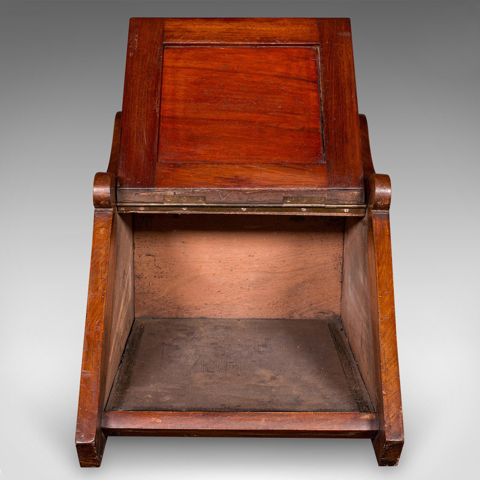 Late 19th Century Antique Coal Purdonium, English, Walnut, Brass, Fireside Fuel Keep, Victorian For Sale