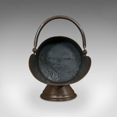 Antique Coal Scuttle, English, Copper, Brass, Fireside Bin, Victorian circa 1900