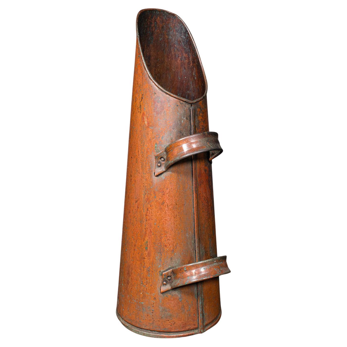 Antico Shakers, Inglese, Rame, Fireside Hod, Scuttle, Vittoriano, C.C. 1870